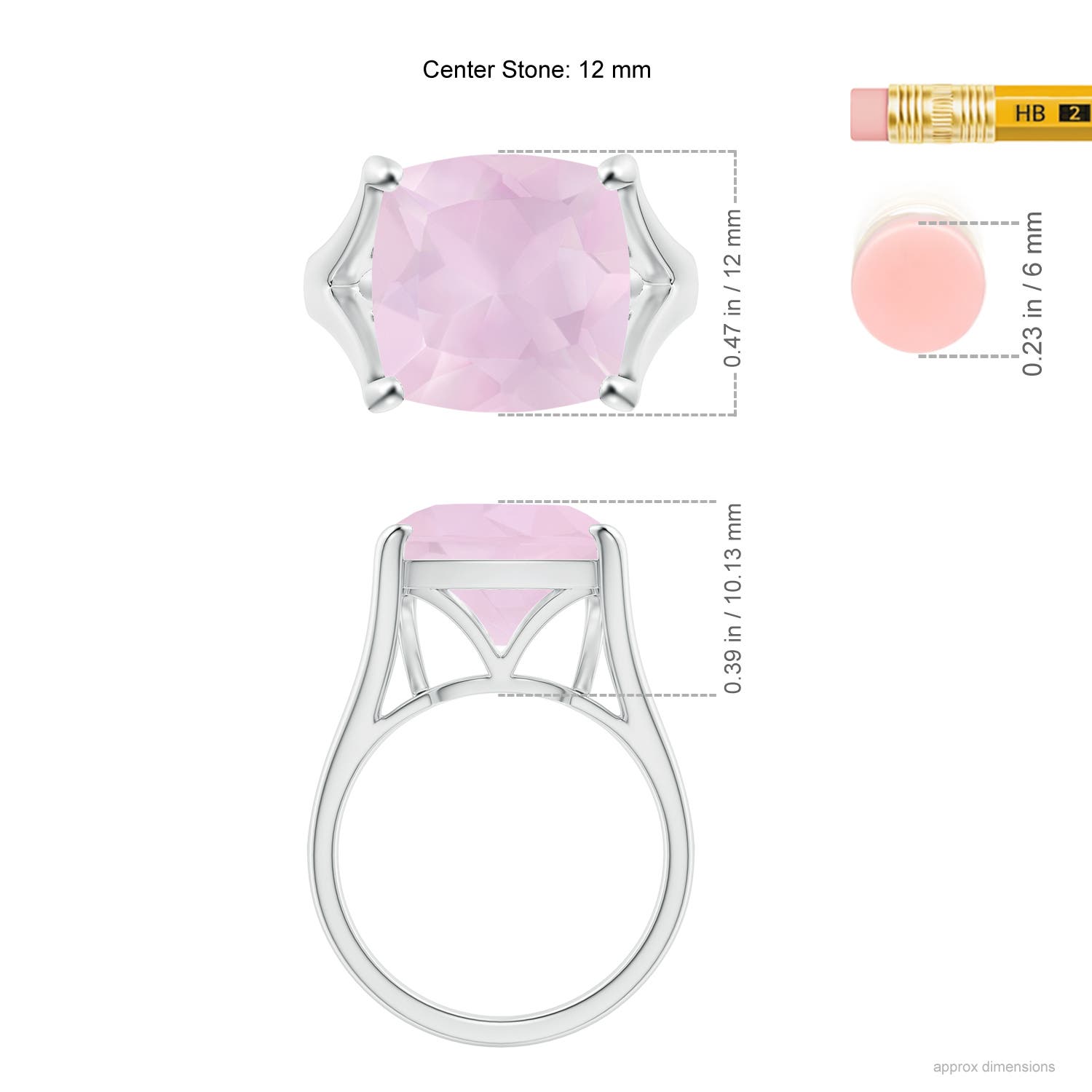 AA - Rose Quartz / 5.5 CT / 14 KT White Gold