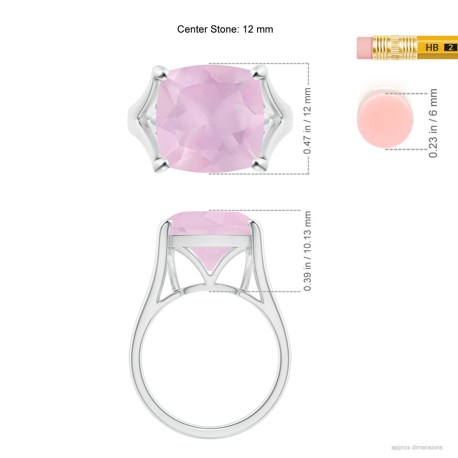 AAA - Rose Quartz / 5.5 CT / 14 KT White Gold