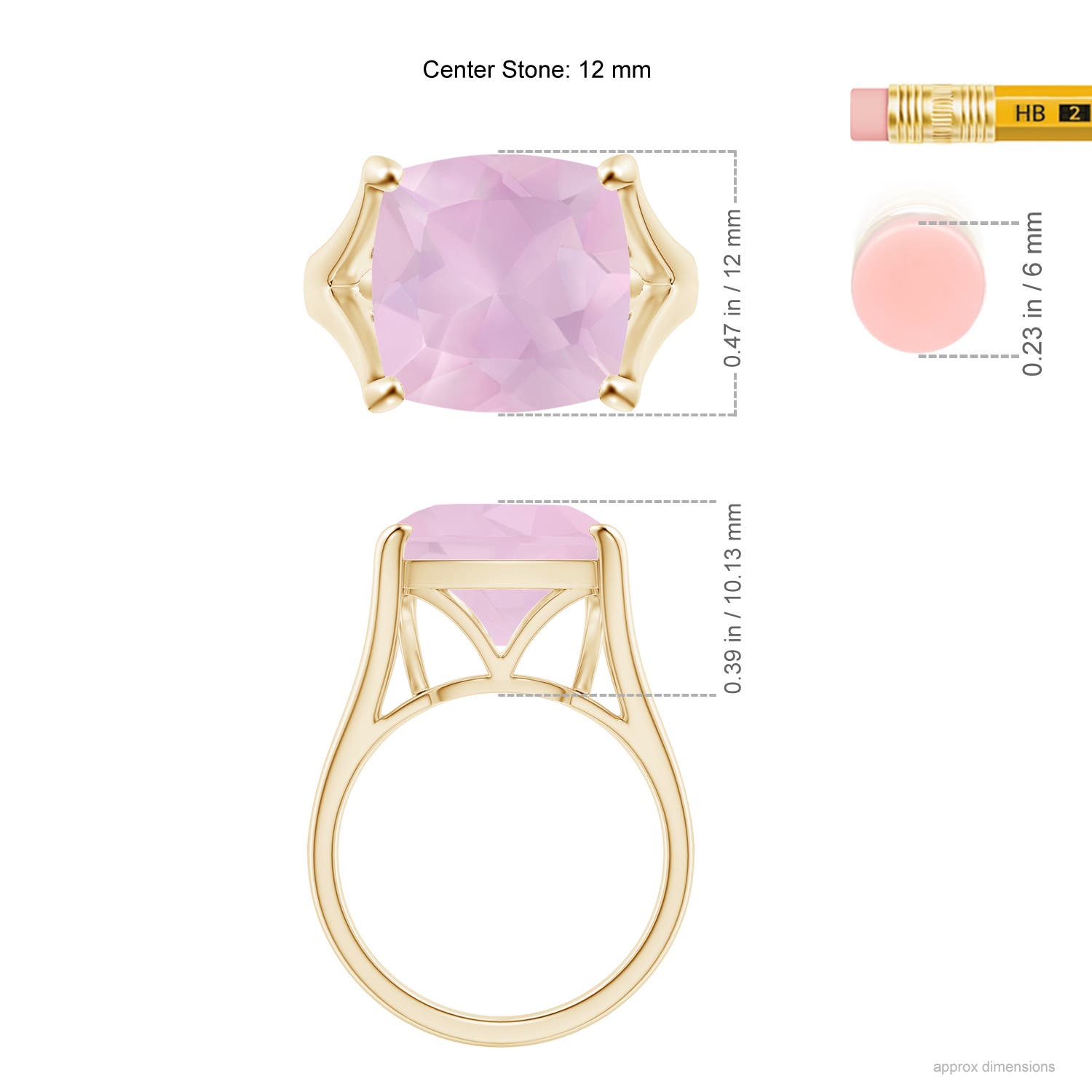 AAA - Rose Quartz / 5.5 CT / 14 KT Yellow Gold