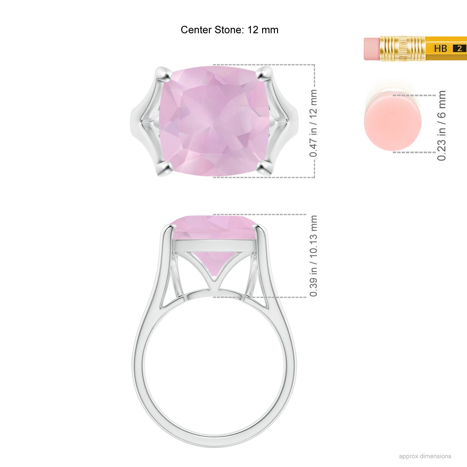 AAAA - Rose Quartz / 5.5 CT / 14 KT White Gold