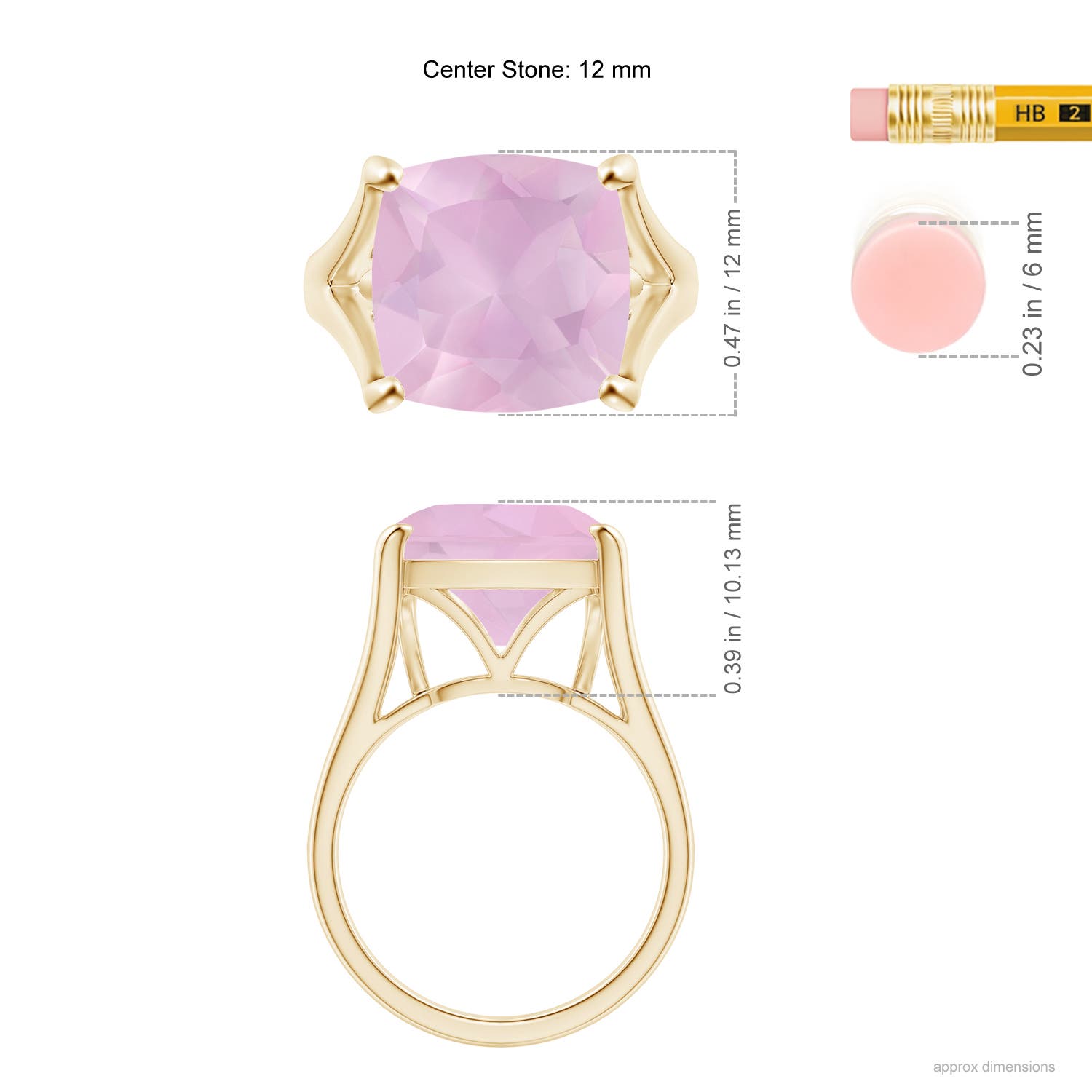 AAAA - Rose Quartz / 5.5 CT / 14 KT Yellow Gold