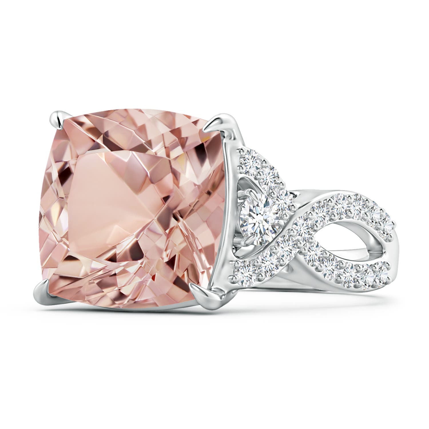 AAAA - Morganite / 7.09 CT / 14 KT White Gold