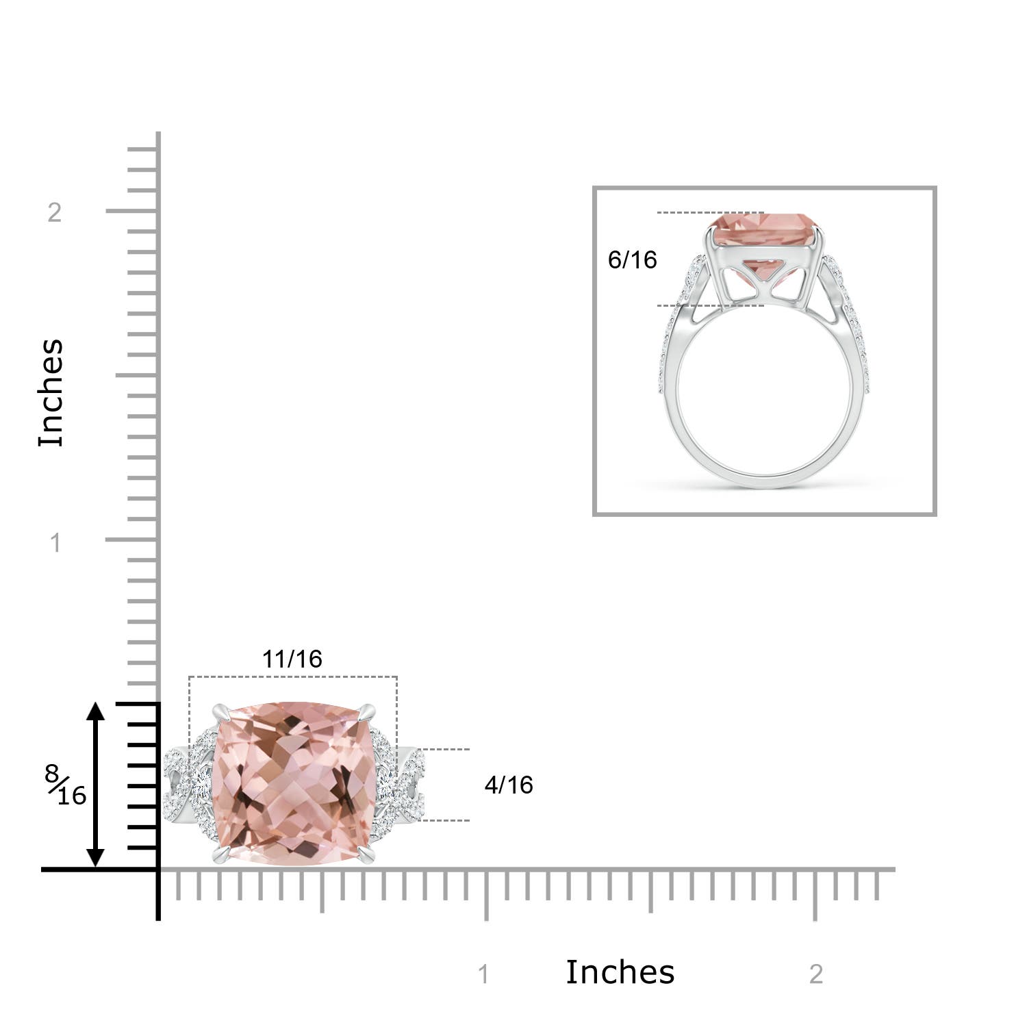 AAAA - Morganite / 7.09 CT / 14 KT White Gold