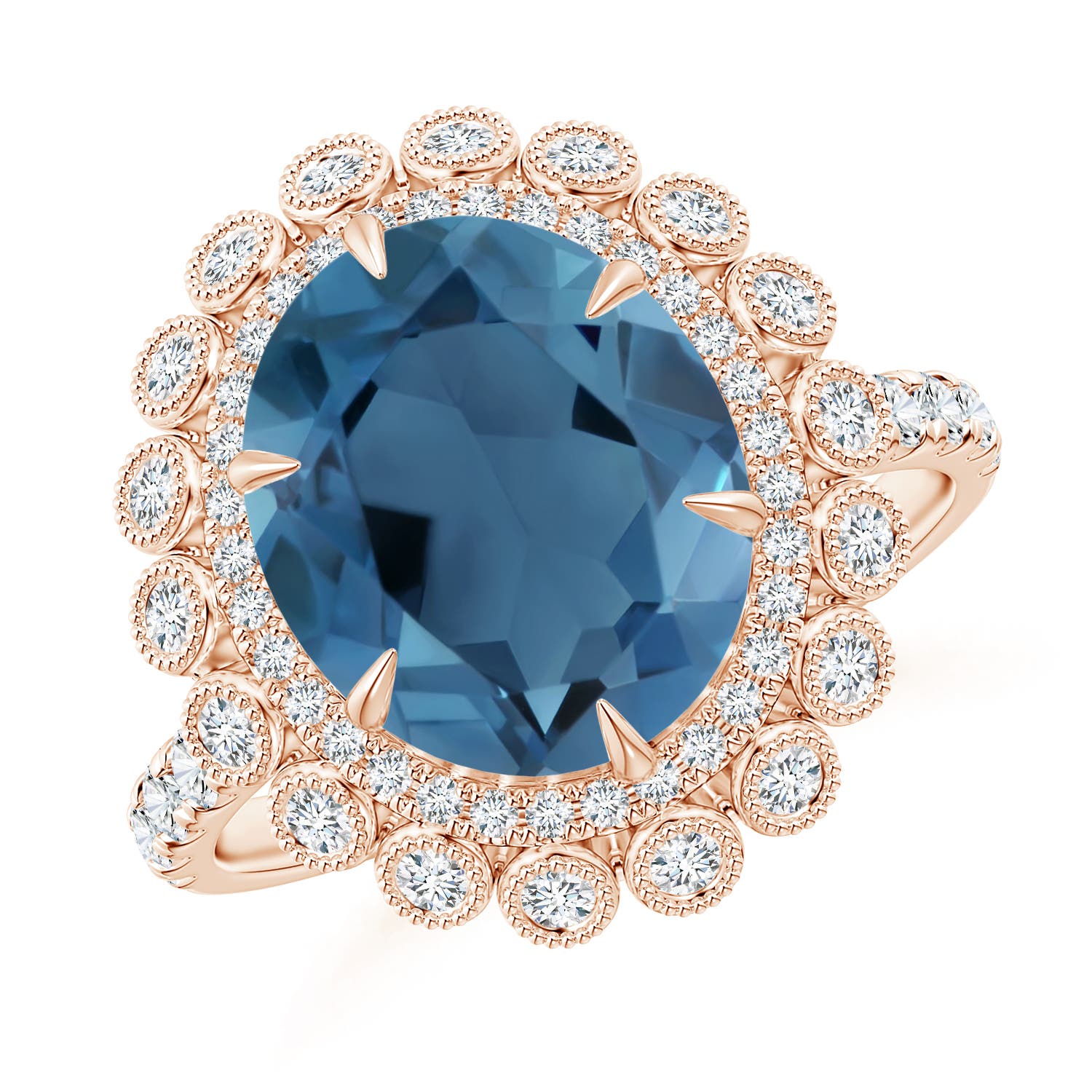 A - London Blue Topaz / 5.38 CT / 14 KT Rose Gold