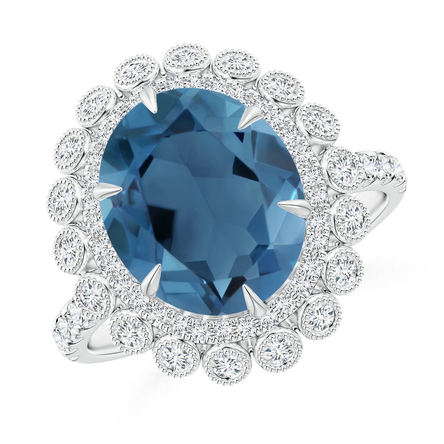 A - London Blue Topaz / 5.38 CT / 14 KT White Gold