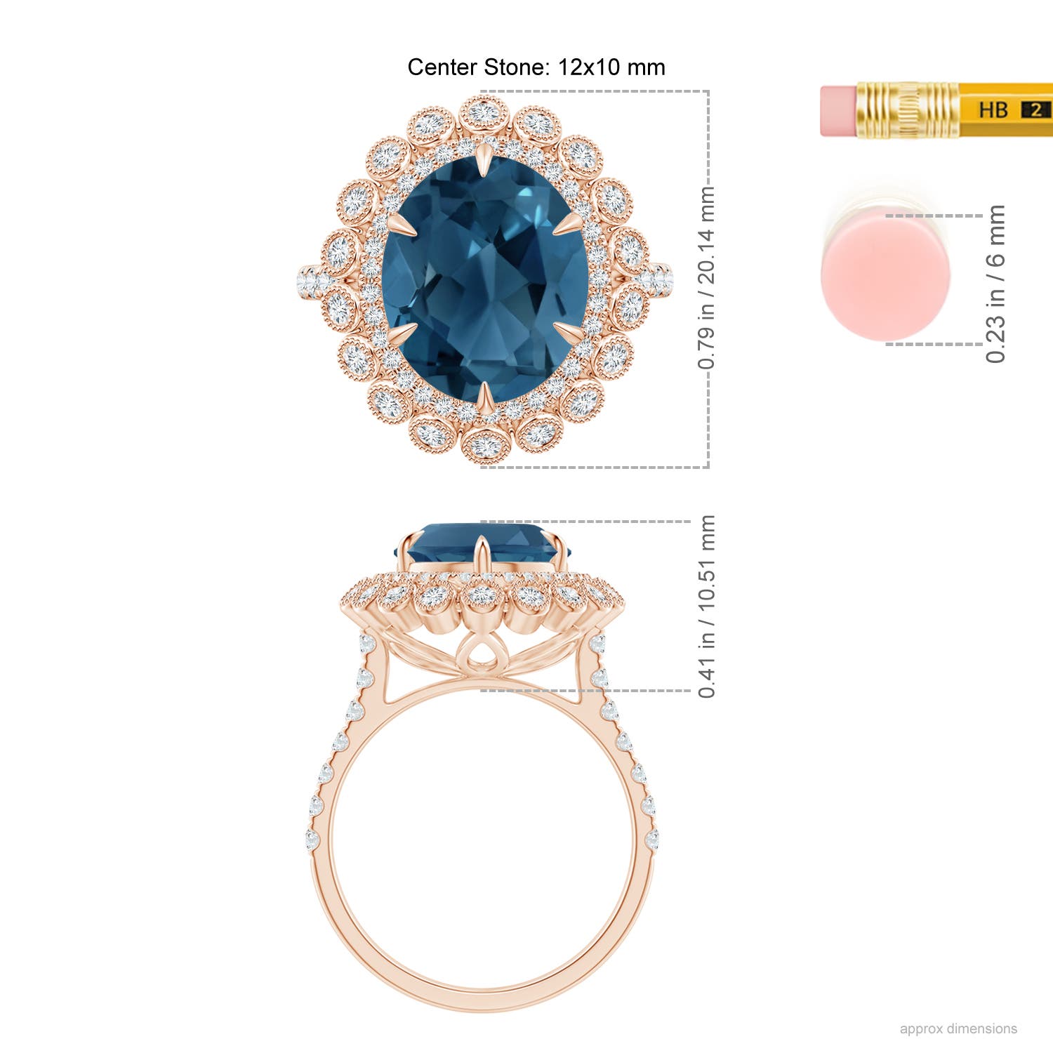 AA - London Blue Topaz / 6.44 CT / 14 KT Rose Gold