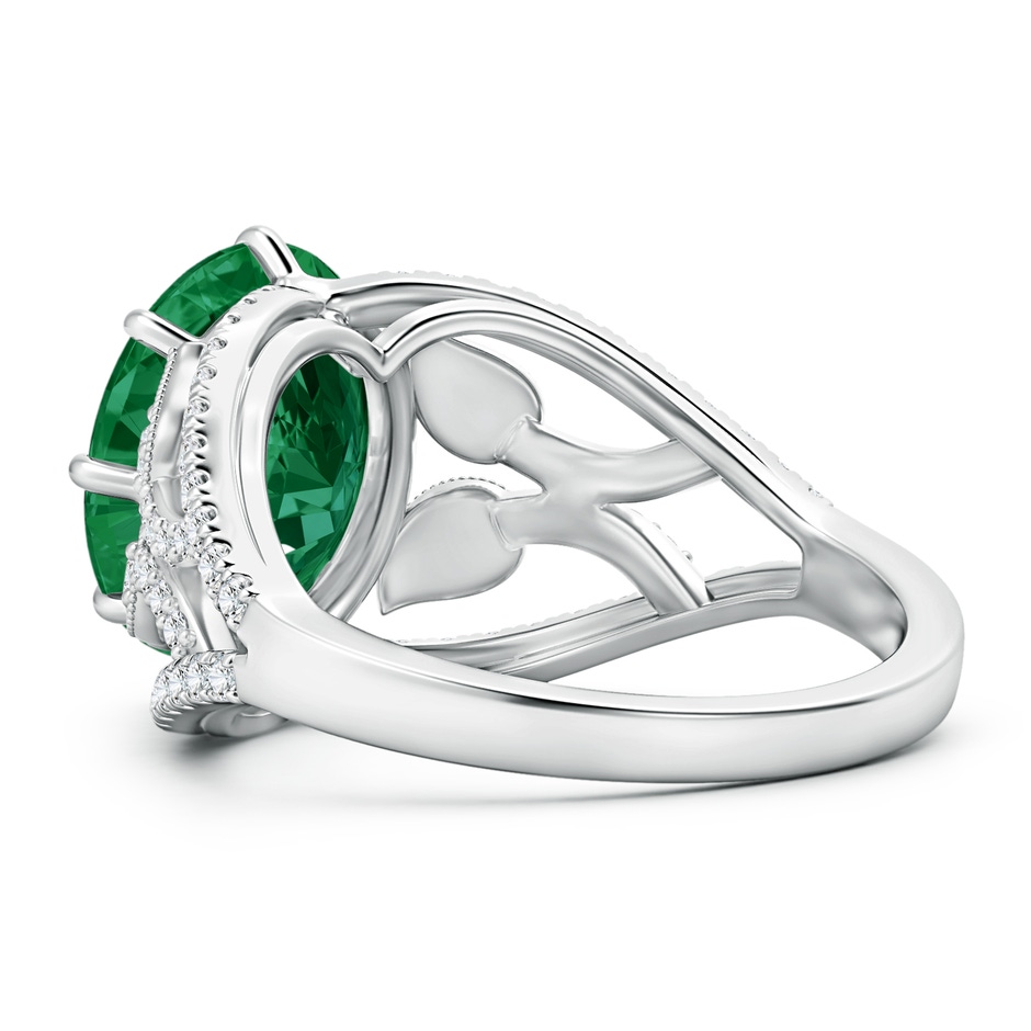 12.5x10mm AAA GIA Certified Oval Emerald Solitaire Ring with Leaf Motifs in White Gold side-2