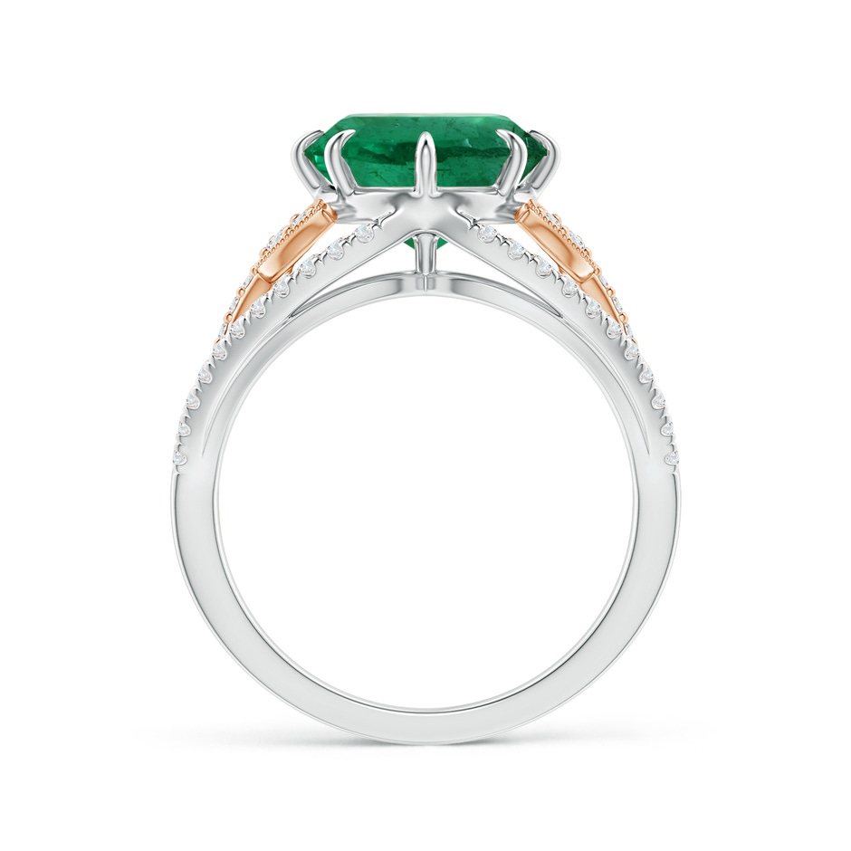 12.5x10mm AAA GIA Certified Oval Emerald Solitaire Ring with Leaf Motifs in White Gold Rose Gold side-1