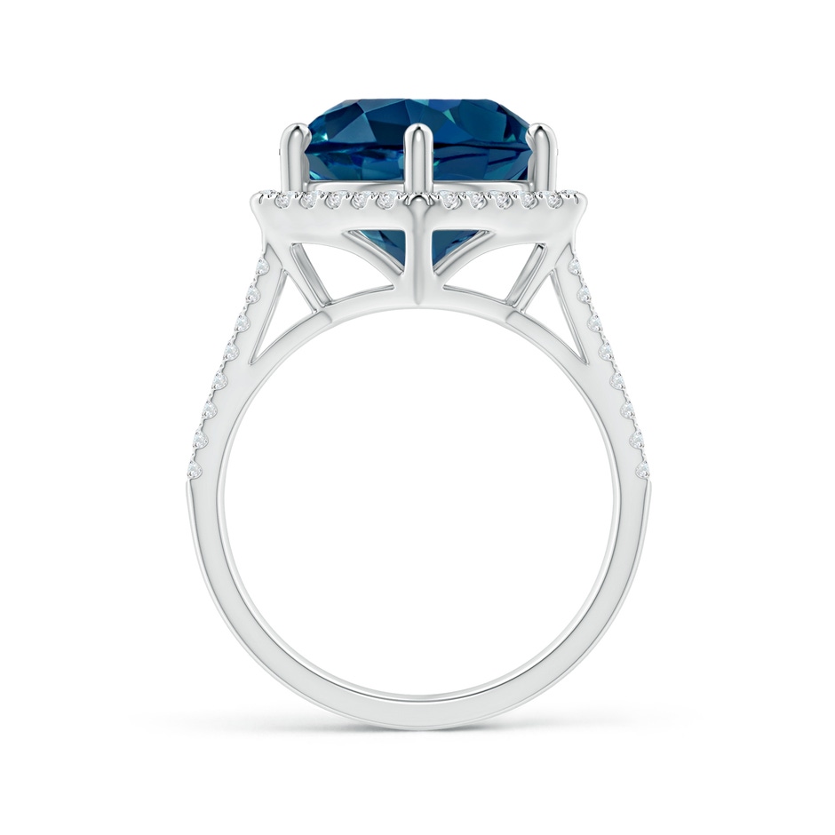 12mm AAAA Round London Blue Topaz and Diamond Hexagon Halo Ring in White Gold product image