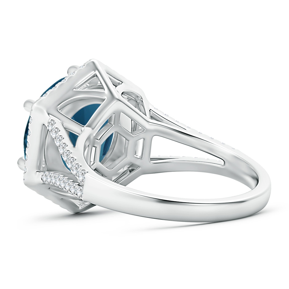 12mm AAAA Round London Blue Topaz and Diamond Hexagon Halo Ring in White Gold product image