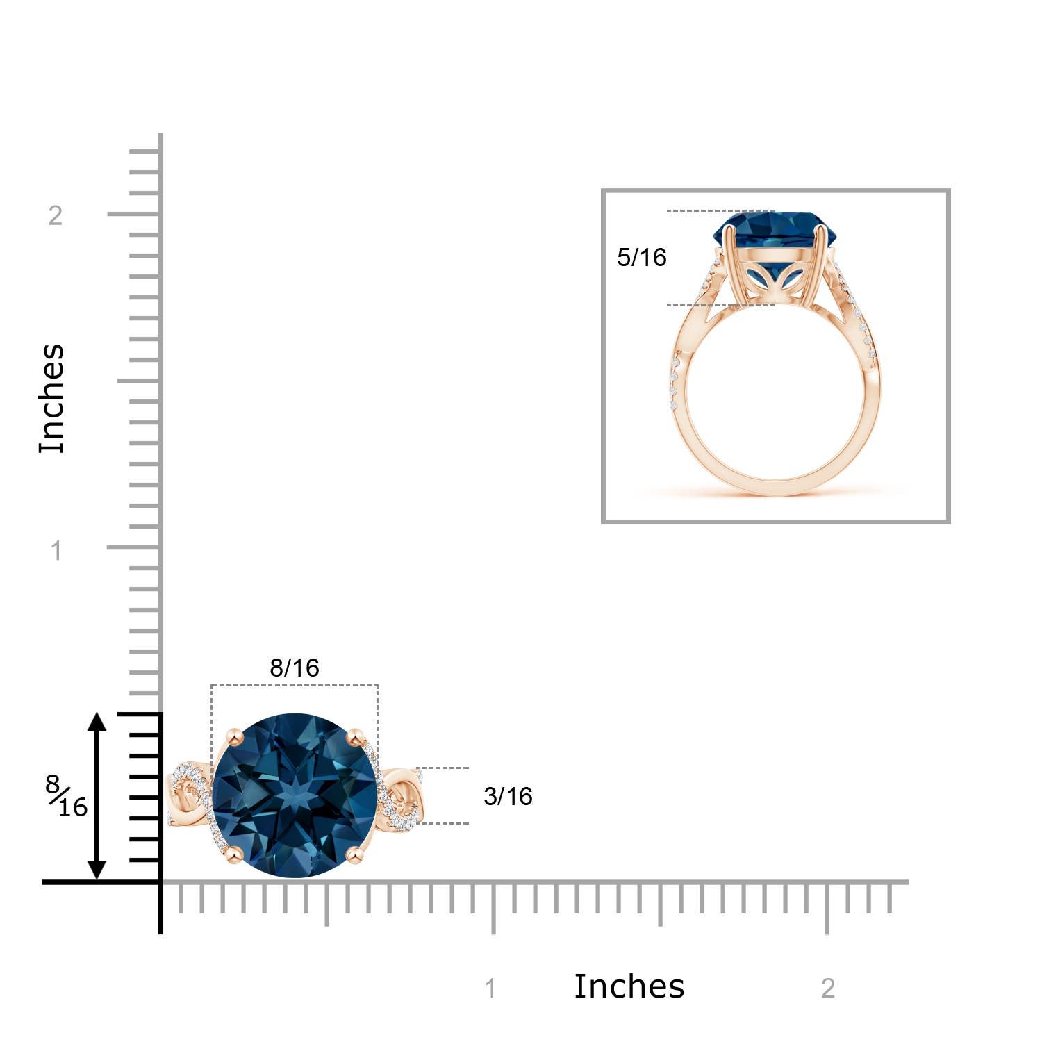 AAAA - London Blue Topaz / 8.02 CT / 14 KT Rose Gold