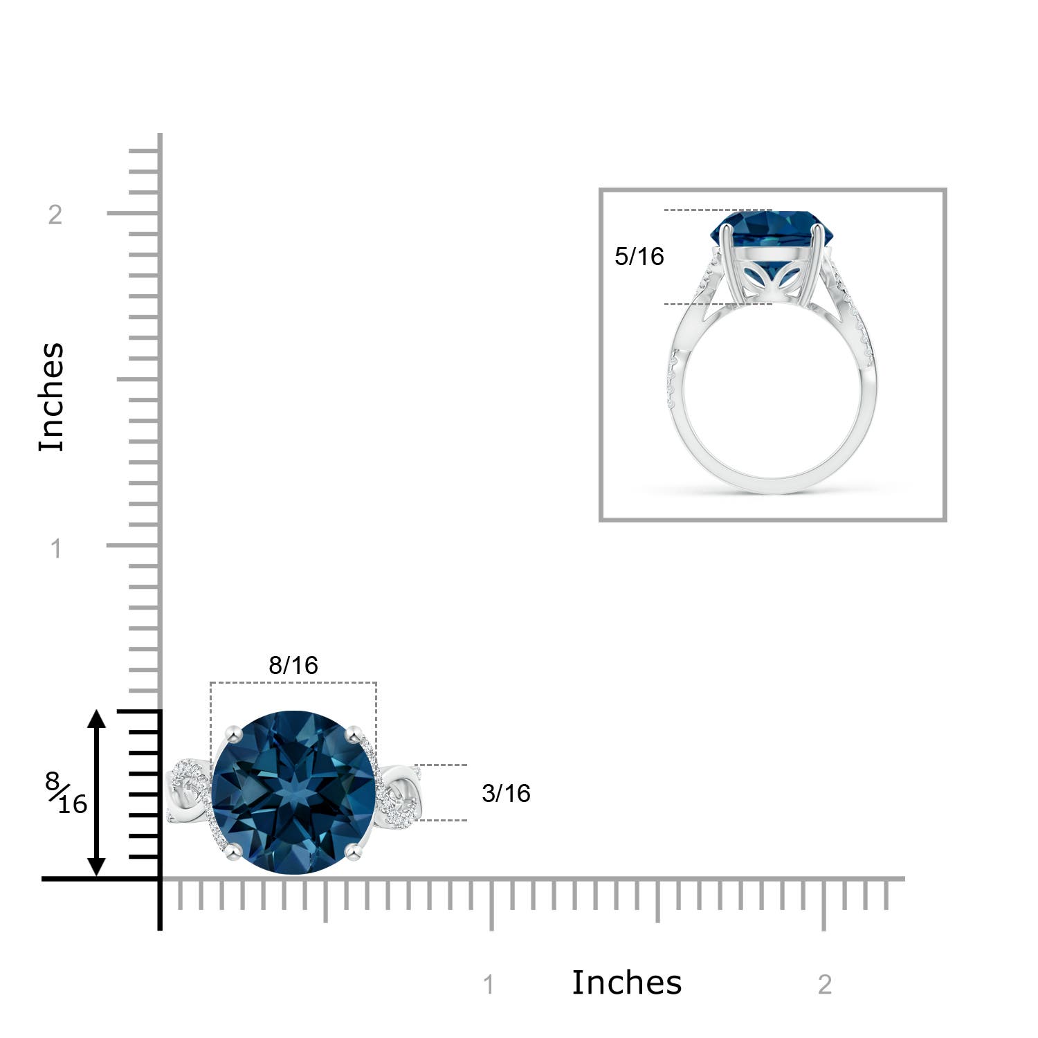 AAAA - London Blue Topaz / 8.02 CT / 14 KT White Gold