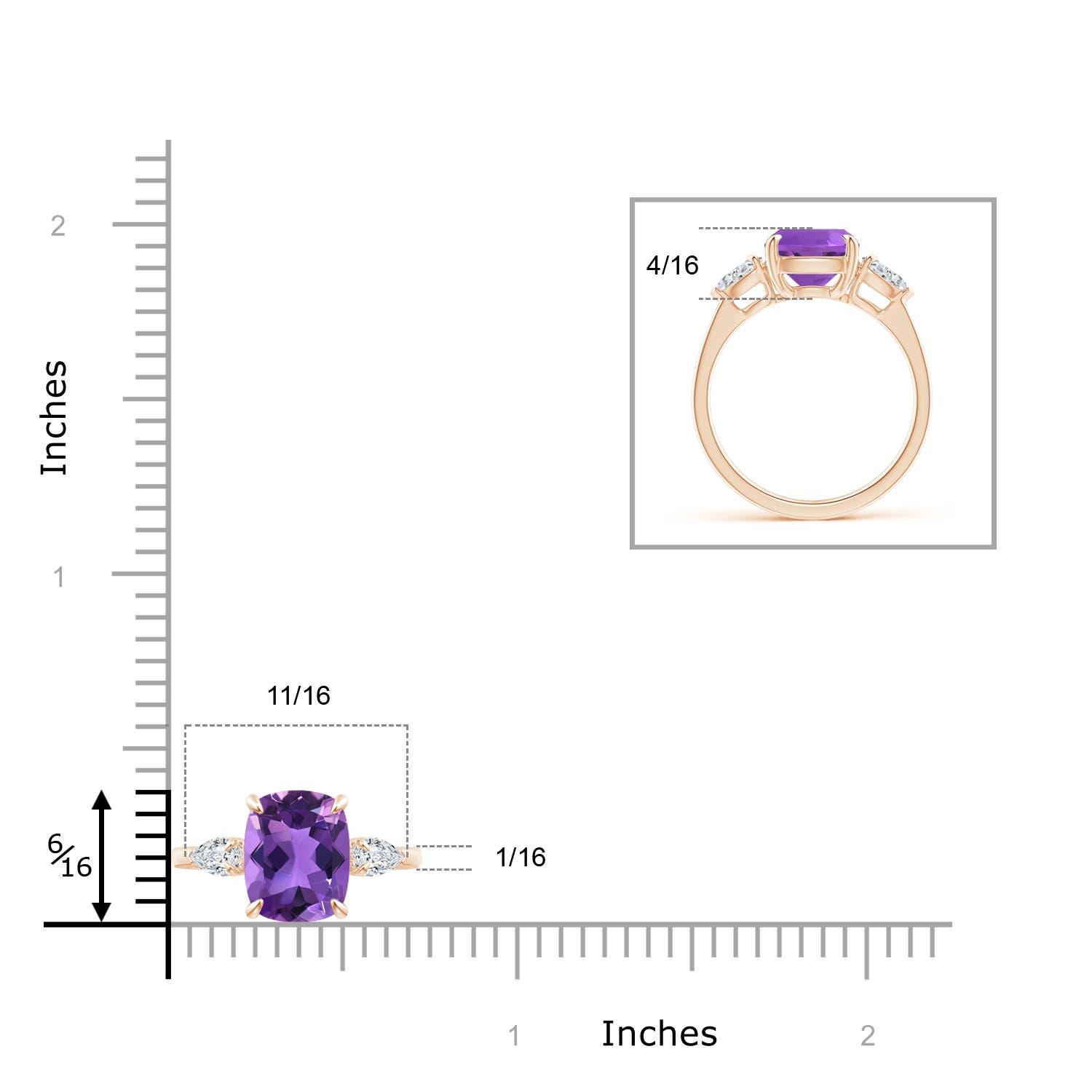 AAA - Amethyst / 3.1 CT / 14 KT Rose Gold