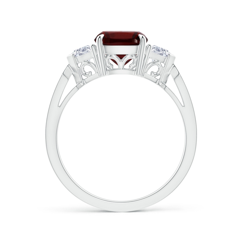 9.05x7.02x4.22mm AAA GIA Certified Cushion Garnet Ring with Triangle Diamonds in P950 Platinum Side 199