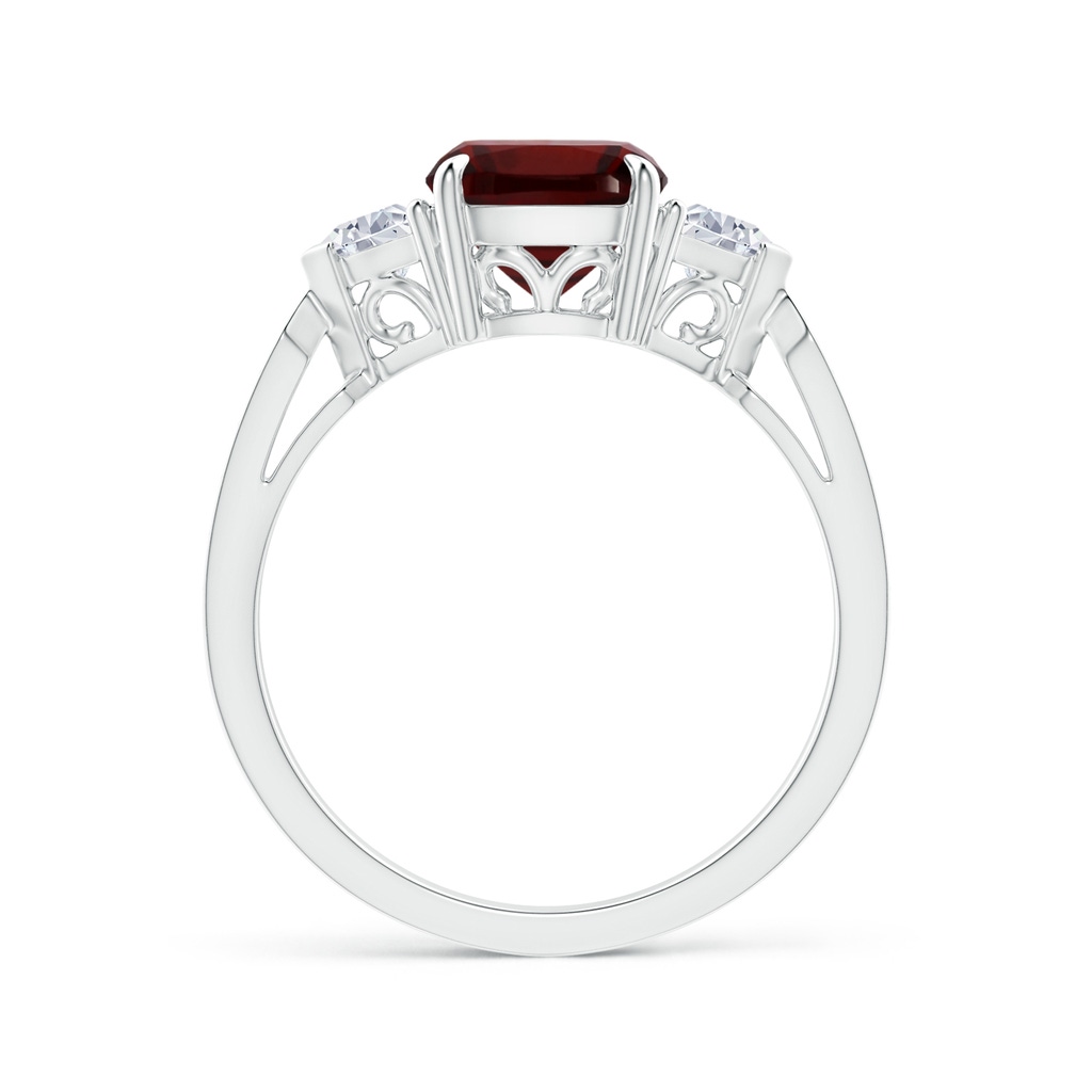 9.05x7.02x4.22mm AAA GIA Certified Cushion Garnet Ring with Triangle Diamonds in White Gold Side 199