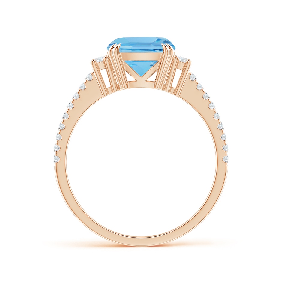 8mm A Double Claw-Set Cushion Swiss Blue Topaz Ring in Rose Gold side 1