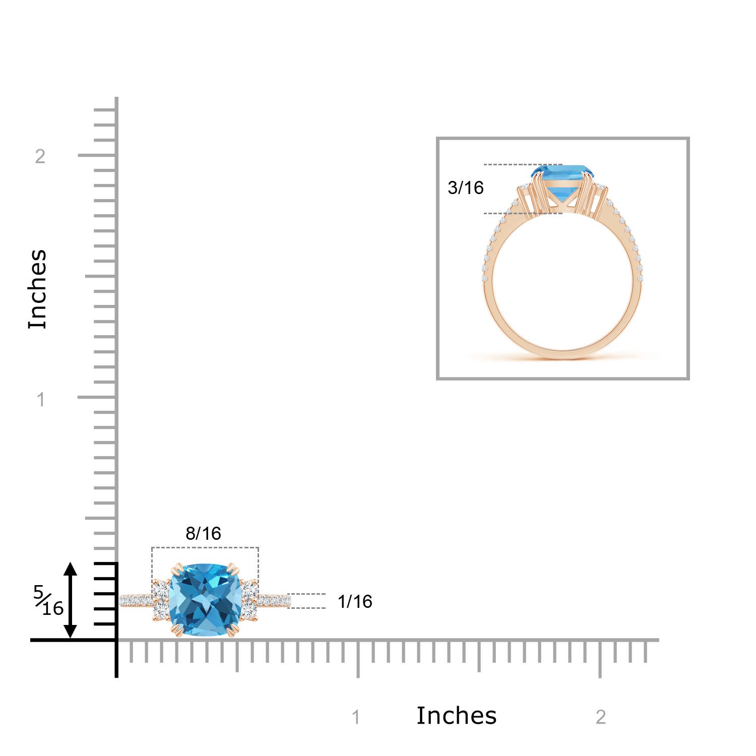 AA - Swiss Blue Topaz / 2.78 CT / 14 KT Rose Gold