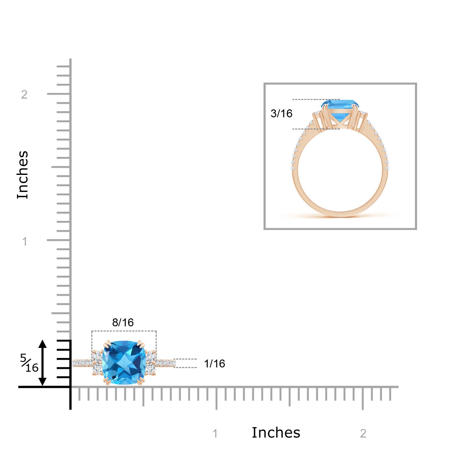 AAA - Swiss Blue Topaz / 2.78 CT / 14 KT Rose Gold