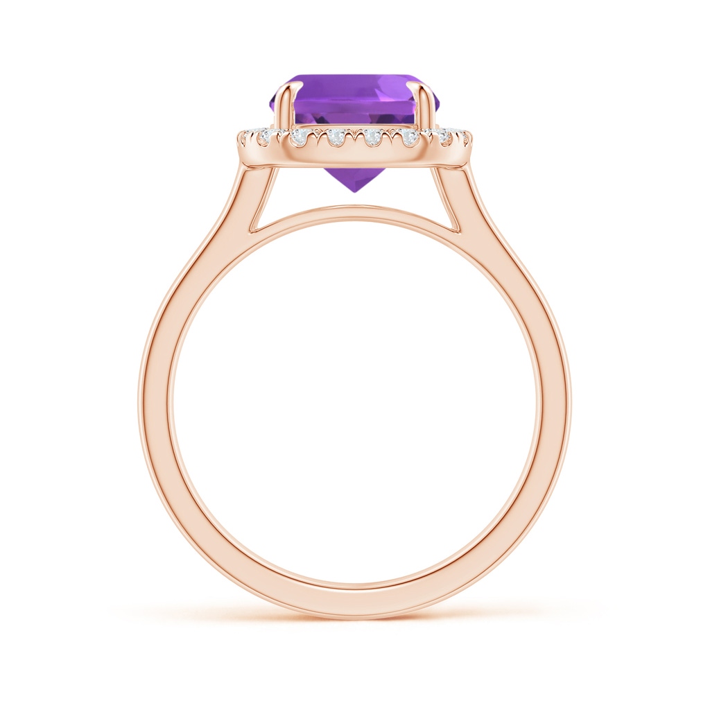 10x8mm AAA Claw-Set Cushion Amethyst Cathedral Style Cocktail Ring in Rose Gold Side 1