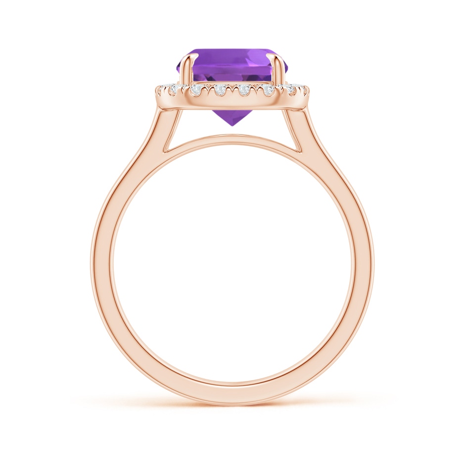 10x8mm AAA Claw-Set Cushion Amethyst Cathedral Style Cocktail Ring in Rose Gold side 1