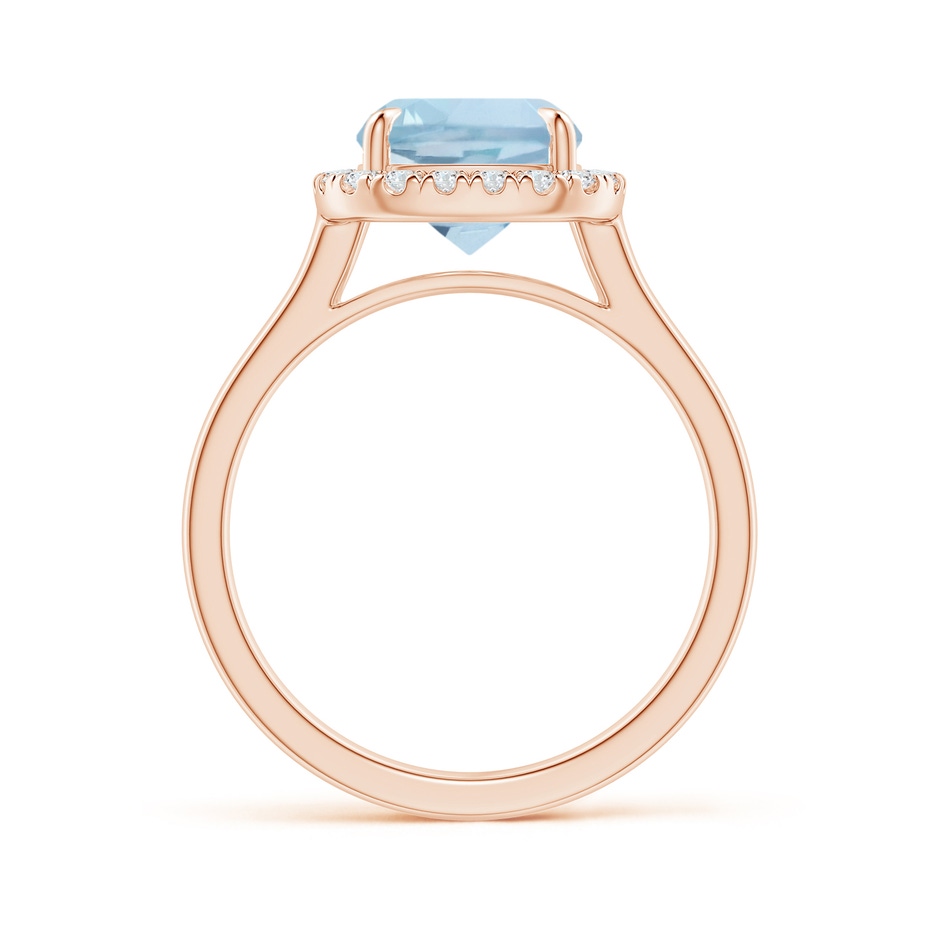 10x8mm AA Claw-Set Cushion Rectangular Aquamarine Cathedral Style Cocktail Ring in Rose Gold side 1
