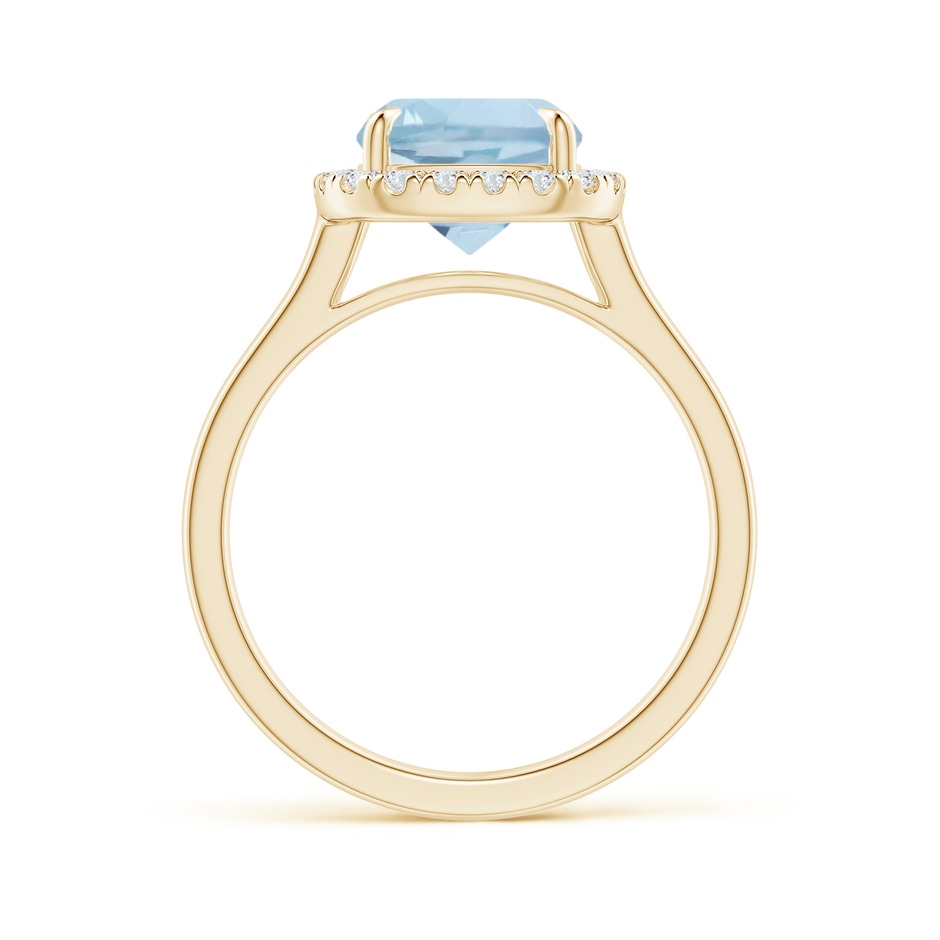 10x8mm AA Claw-Set Cushion Rectangular Aquamarine Cathedral Style Cocktail Ring in Yellow Gold side 1