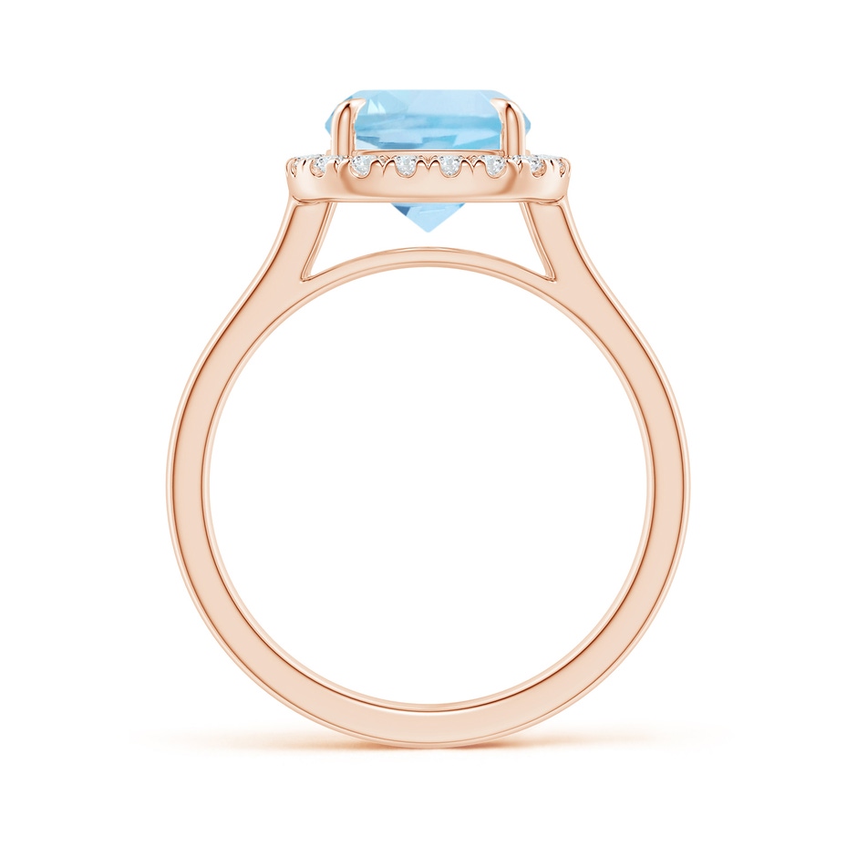 10x8mm AAA Claw-Set Cushion Rectangular Aquamarine Cathedral Style Cocktail Ring in Rose Gold side 1