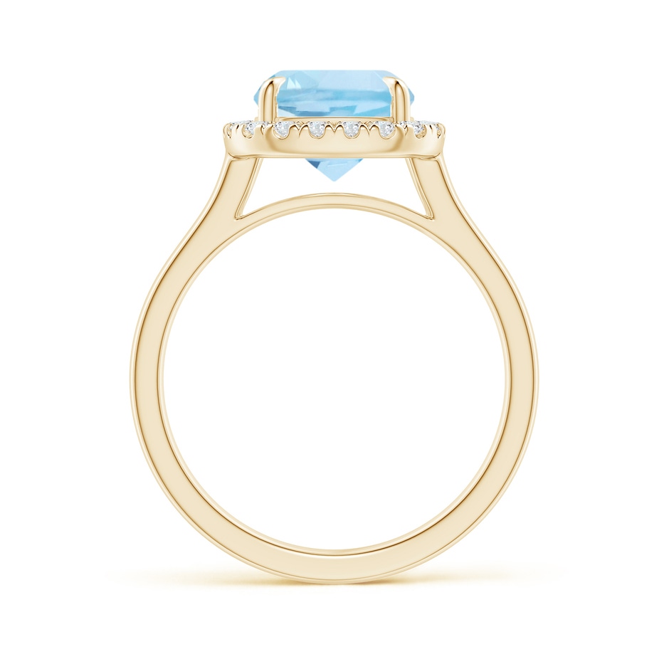 10x8mm AAA Claw-Set Cushion Rectangular Aquamarine Cathedral Style Cocktail Ring in Yellow Gold side 1