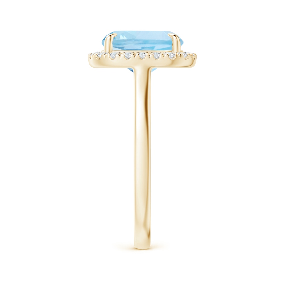 10x8mm AAA Claw-Set Cushion Rectangular Aquamarine Cathedral Style Cocktail Ring in Yellow Gold side 2