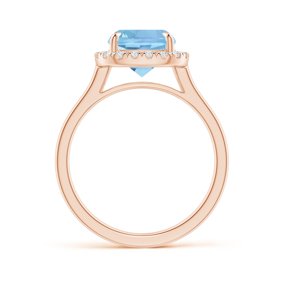 10x8mm AAAA Claw-Set Cushion Rectangular Aquamarine Cathedral Style Cocktail Ring in Rose Gold side 1