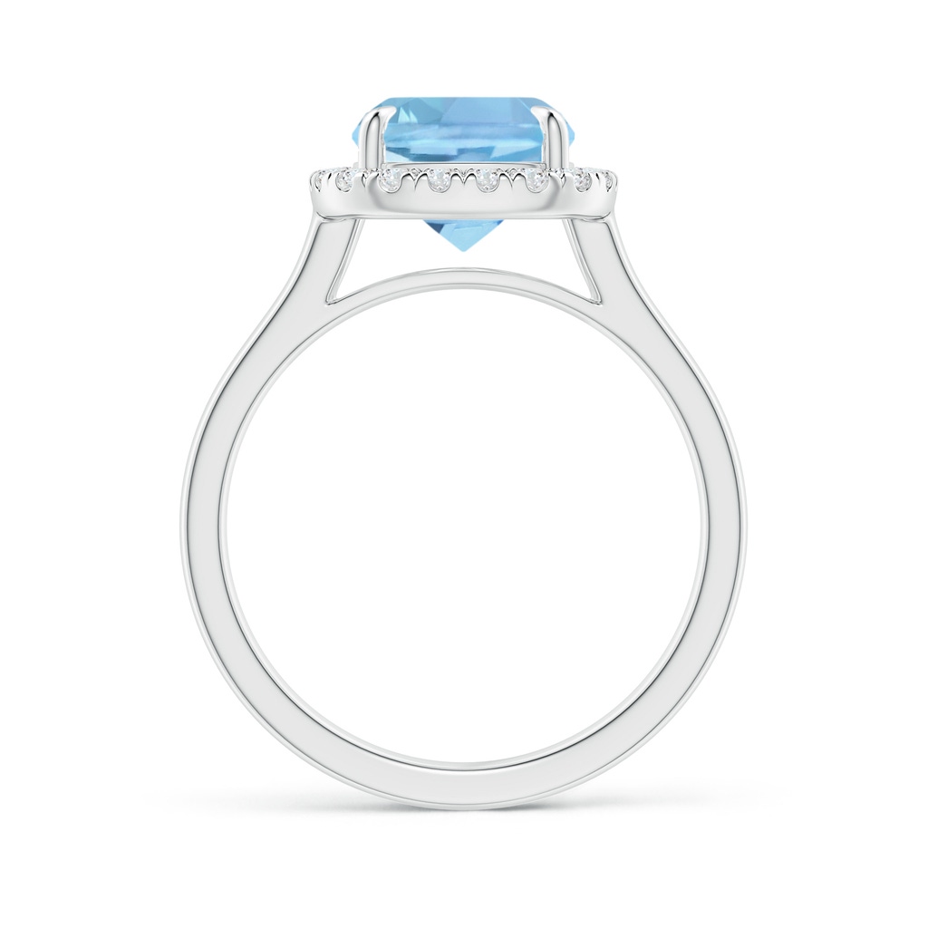 10x8mm AAAA Claw-Set Cushion Rectangular Aquamarine Cathedral Style Cocktail Ring in White Gold Side 1