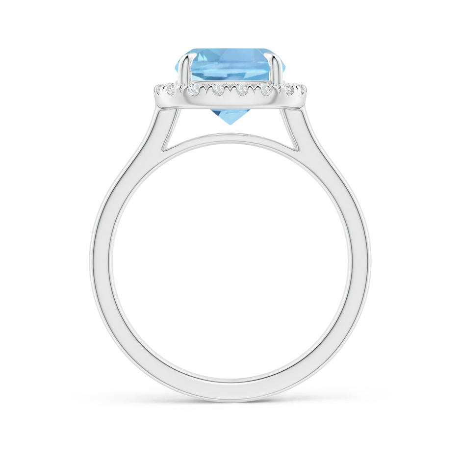 10x8mm AAAA Claw-Set Cushion Rectangular Aquamarine Cathedral Style Cocktail Ring in White Gold side 1