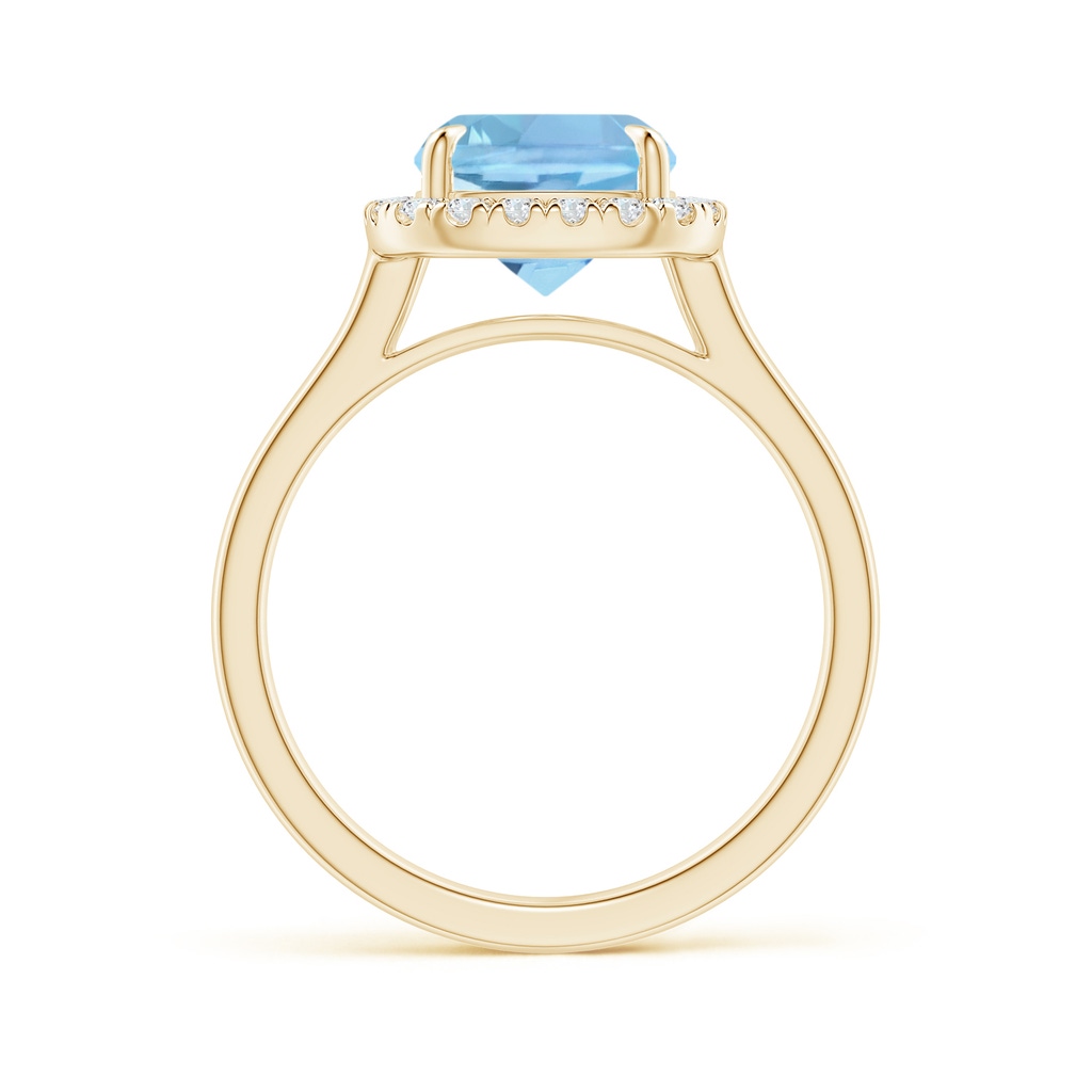 10x8mm AAAA Claw-Set Cushion Rectangular Aquamarine Cathedral Style Cocktail Ring in Yellow Gold Side 1