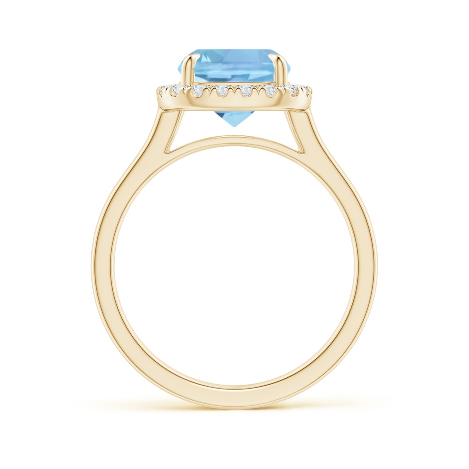 10x8mm AAAA Claw-Set Cushion Rectangular Aquamarine Cathedral Style Cocktail Ring in Yellow Gold side 1