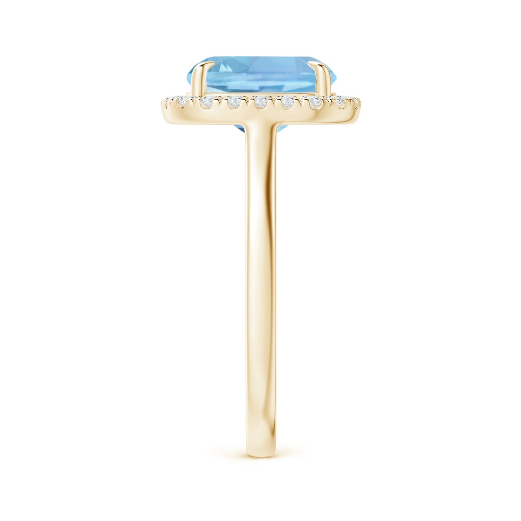 10x8mm AAAA Claw-Set Cushion Rectangular Aquamarine Cathedral Style Cocktail Ring in Yellow Gold Side 2