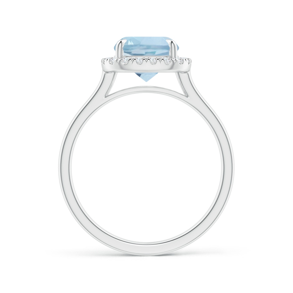 9x7mm AA Claw-Set Cushion Rectangular Aquamarine Cathedral Style Cocktail Ring in P950 Platinum side 1