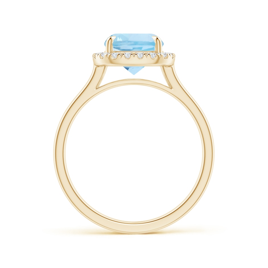 9x7mm AAA Claw-Set Cushion Rectangular Aquamarine Cathedral Style Cocktail Ring in Yellow Gold side 1