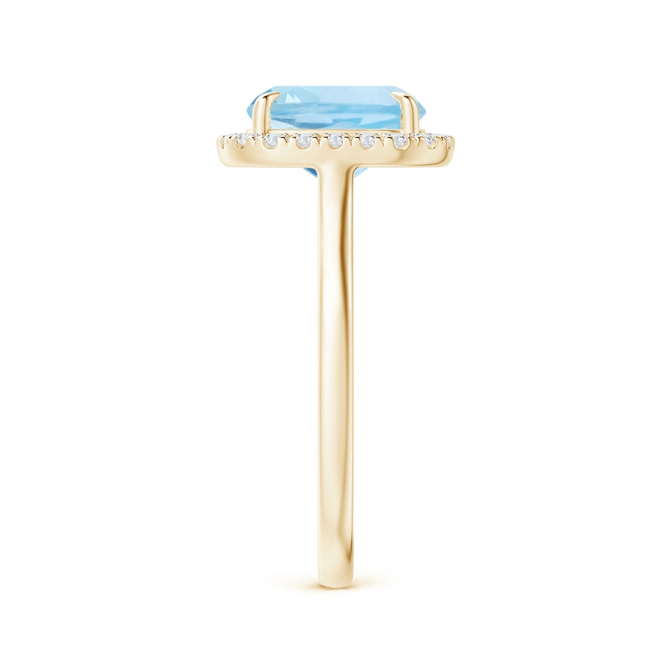 9x7mm AAA Claw-Set Cushion Rectangular Aquamarine Cathedral Style Cocktail Ring in Yellow Gold side 2