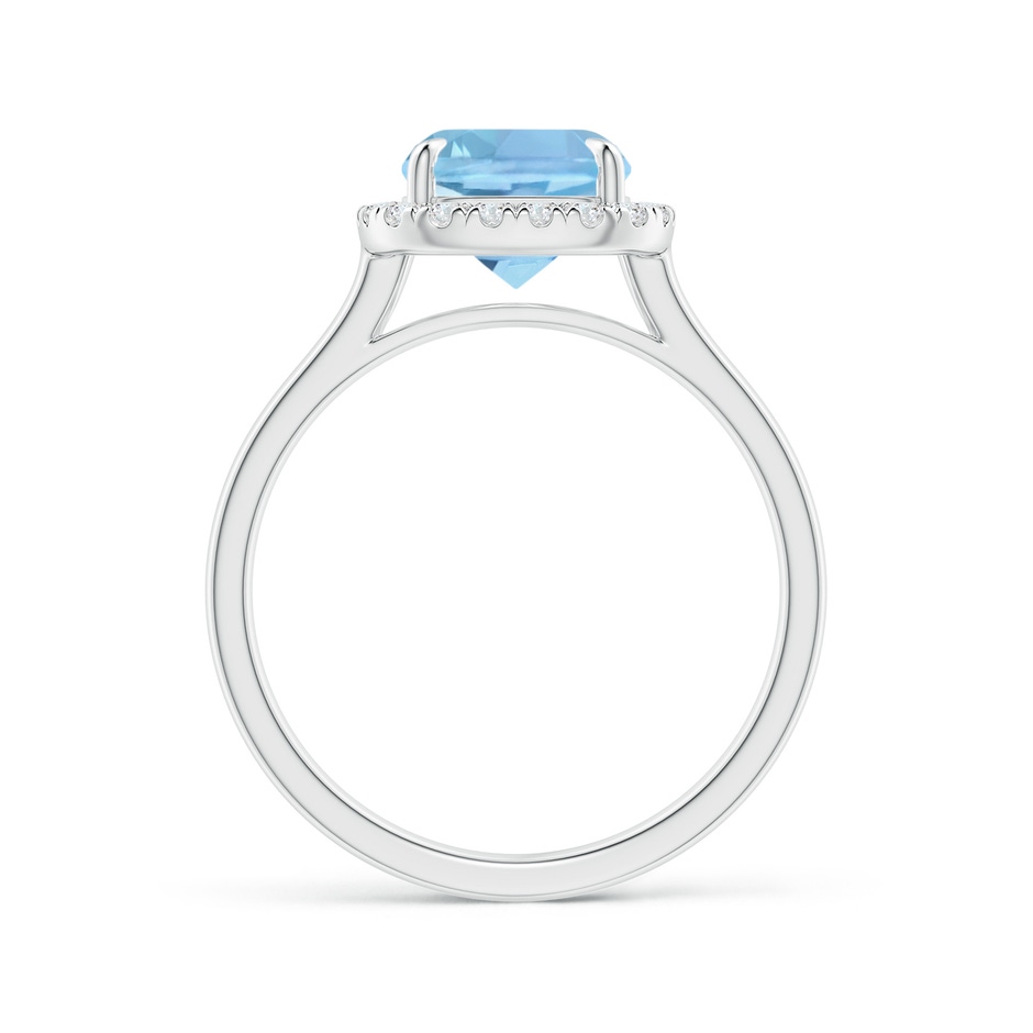 9x7mm AAAA Claw-Set Cushion Rectangular Aquamarine Cathedral Style Cocktail Ring in P950 Platinum side 1