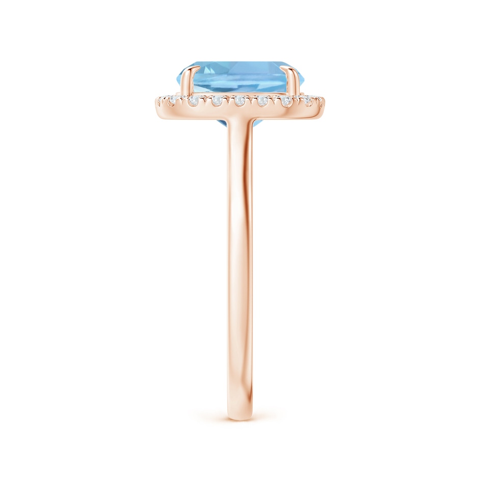 9x7mm AAAA Claw-Set Cushion Rectangular Aquamarine Cathedral Style Cocktail Ring in Rose Gold side 2