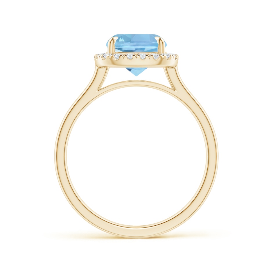 9x7mm AAAA Claw-Set Cushion Rectangular Aquamarine Cathedral Style Cocktail Ring in Yellow Gold side 1