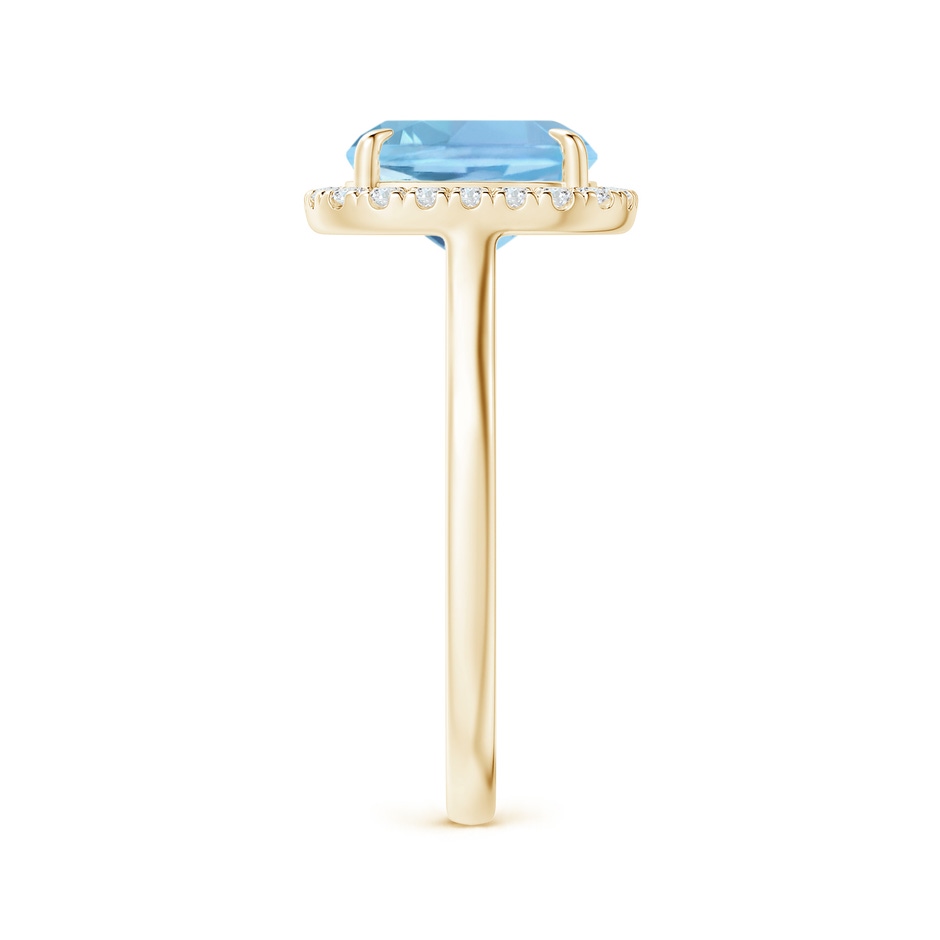 9x7mm AAAA Claw-Set Cushion Rectangular Aquamarine Cathedral Style Cocktail Ring in Yellow Gold side 2