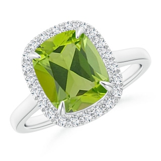 10x8mm AAA Claw-Set Cushion Peridot Cathedral Style Cocktail Ring in White Gold