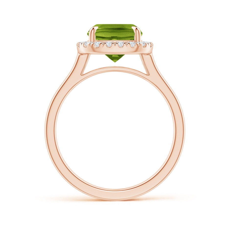 10x8mm AAAA Claw-Set Cushion Peridot Cathedral Style Cocktail Ring in Rose Gold side 1