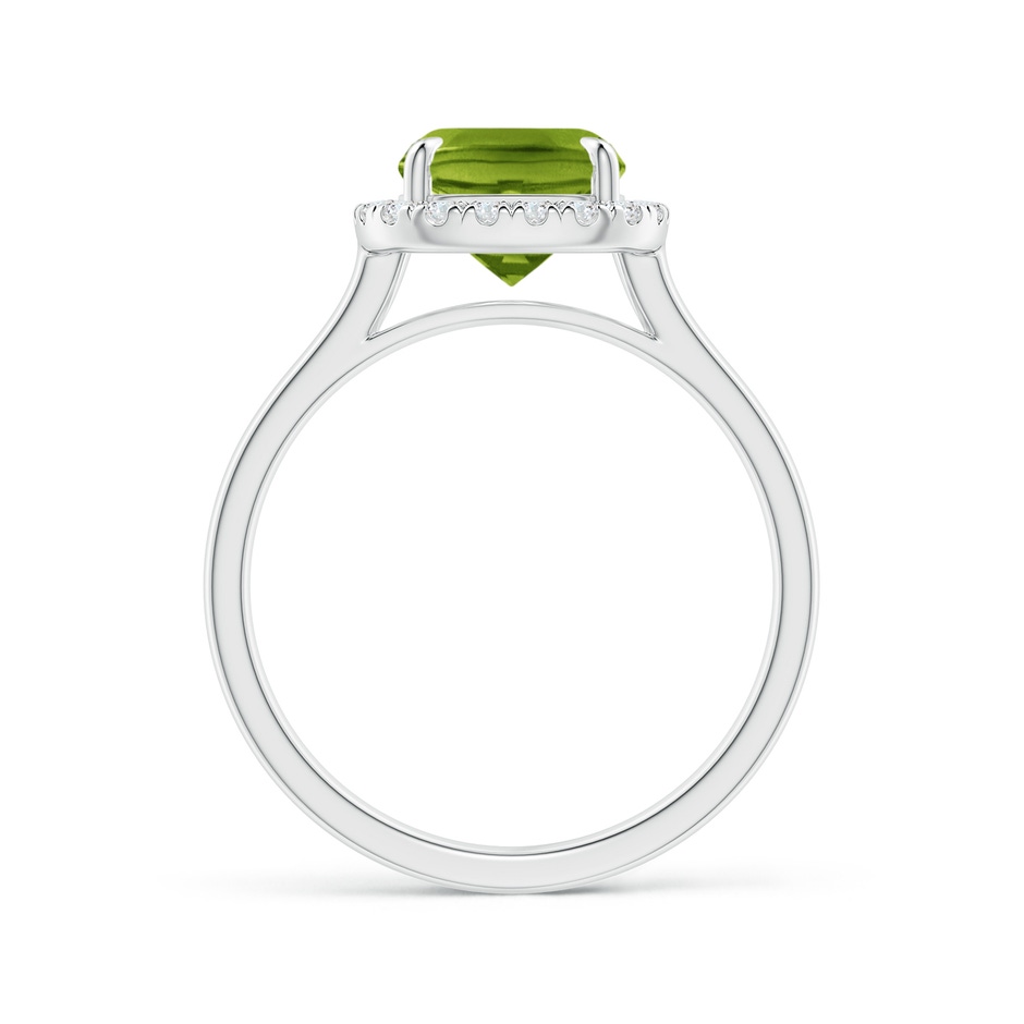 9x7mm AAAA Claw-Set Cushion Peridot Cathedral Style Cocktail Ring in White Gold side 1