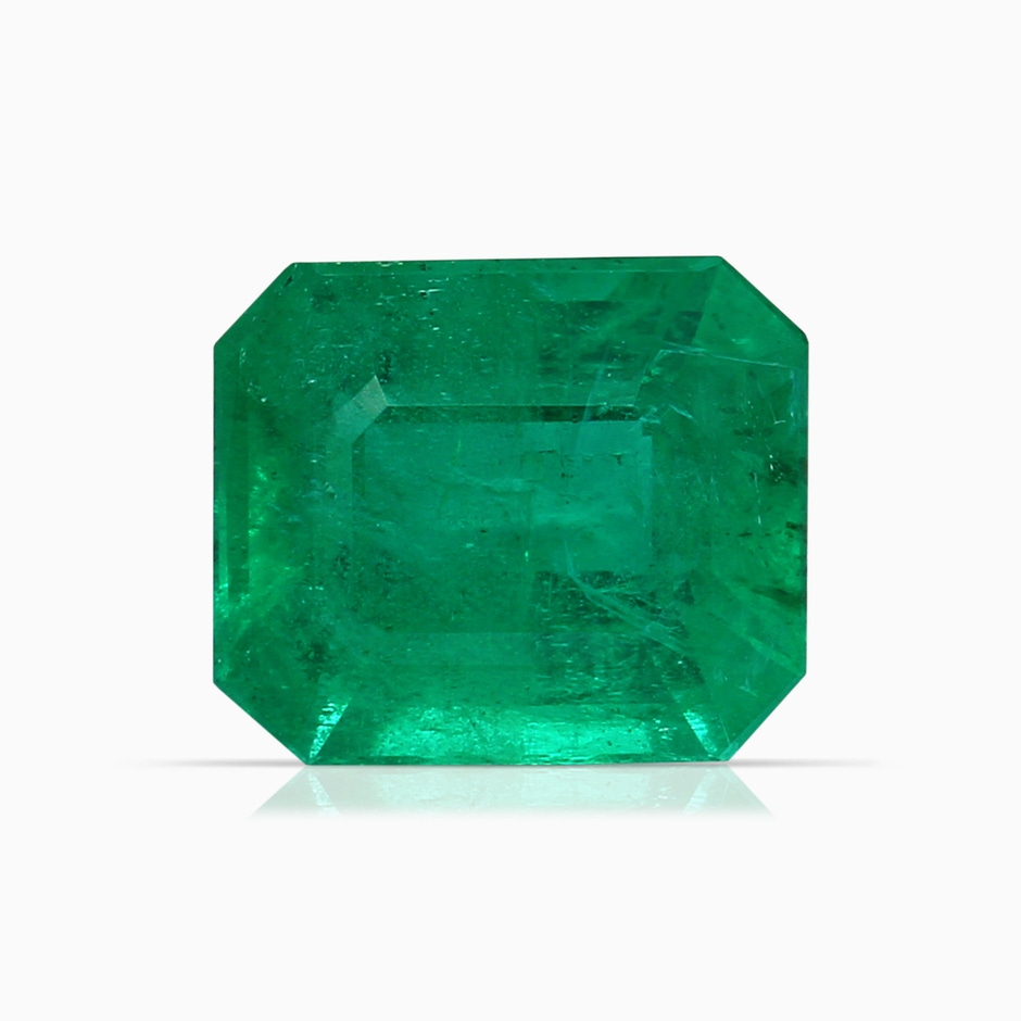 8.3x7.01x4.94mm AA GIA Certified Emerald Cut Madagascar Emerald Three Stone Ring in P950 Platinum Side 599