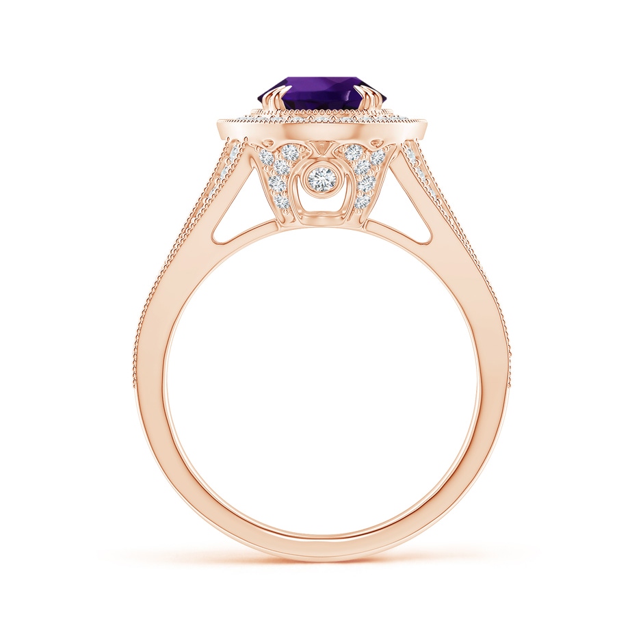 9.19x7.13x4.78mm AA GIA Certified Classic Amethyst Split Shank Halo Ring in 18K Rose Gold side 199