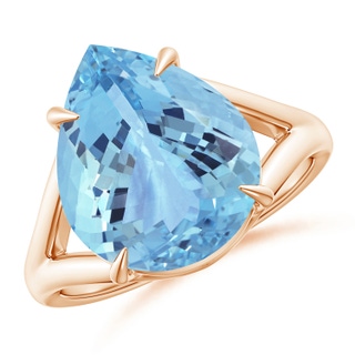 23.22x14.03x9.40mm AAA Pear GIA Certified Aquamarine Split Shank Ring in 10K Rose Gold