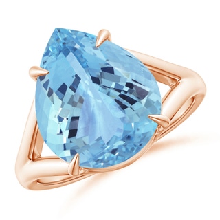 23.22x14.03x9.40mm AAA Pear GIA Certified Aquamarine Split Shank Ring in 18K Rose Gold