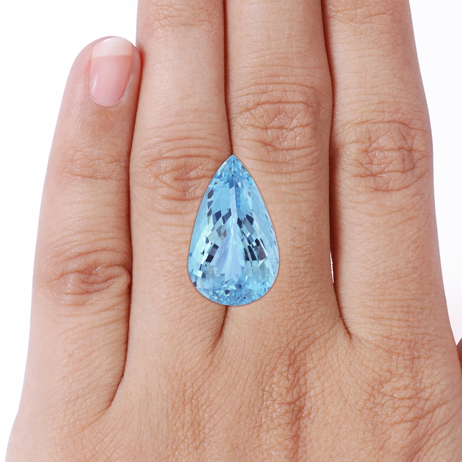 23.22x14.03x9.40mm AAA Pear GIA Certified Aquamarine Split Shank Ring in P950 Platinum side 799
